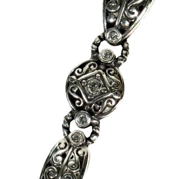 BRIGHTON Deco Lace Bracelet Silver Plated w/Cubic Zirconia Stones/ Rhinestones - Picture 7 of 16